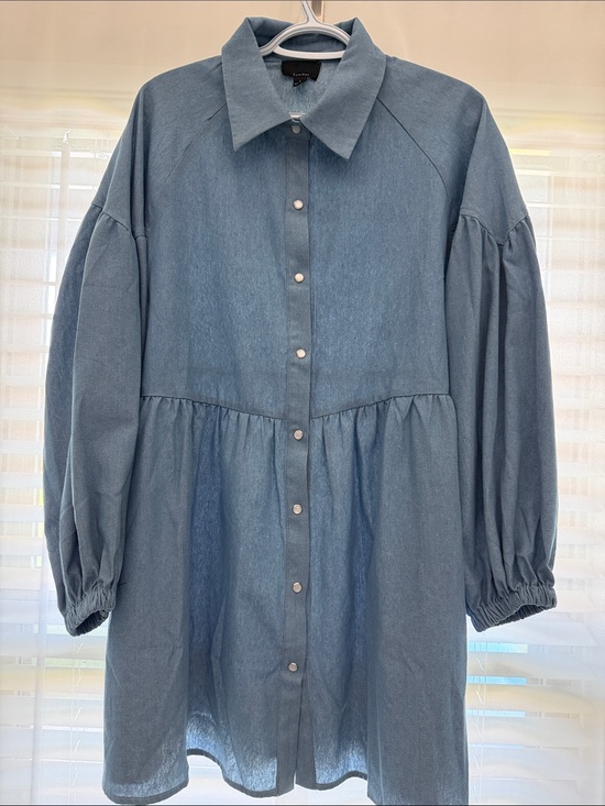 Lumiere Dresses & Skirts - Lumiere Blue Denim Midi Dress Shirt